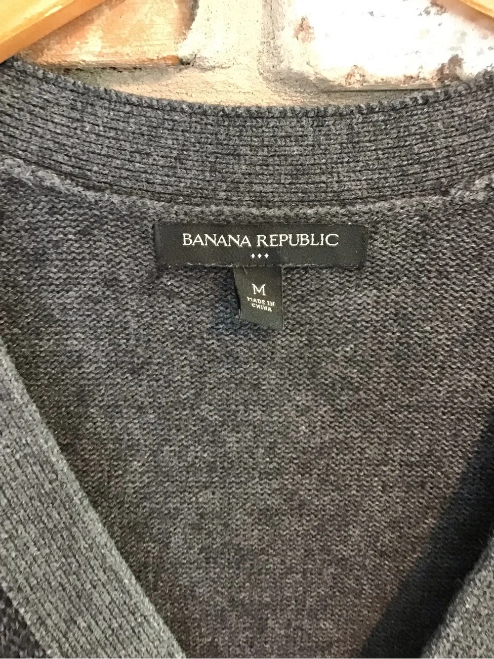 Banana Republic Men's Charcoal Gray & Black Knit Button-Up Sweater Vest M
